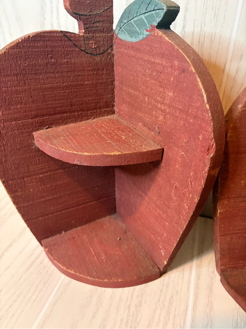Wooden Apple-Shaped Wall Shelf Rack Set Of 2 Kitsch